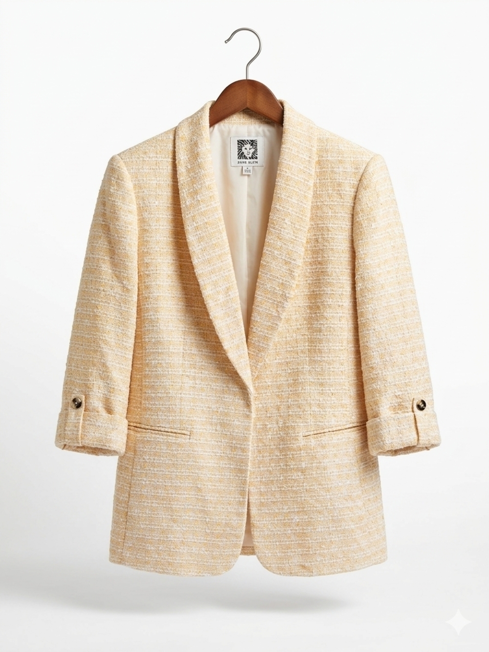 ANNE KLEIN Womens sz L Honey Comb Multi Open Front 3/4 Sleeve Blazer